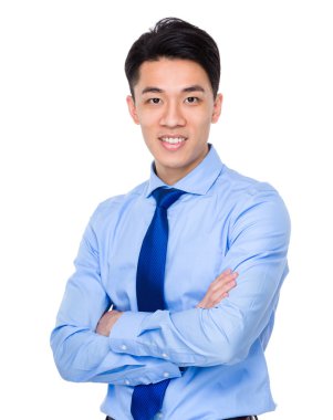 mavi gömlekli Asya yakışıklı işadamı