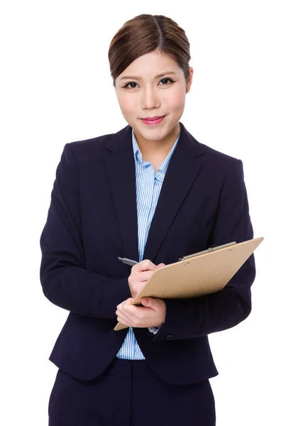 Giovane asiatica buisnesswoman in abito da lavoro — Foto Stock