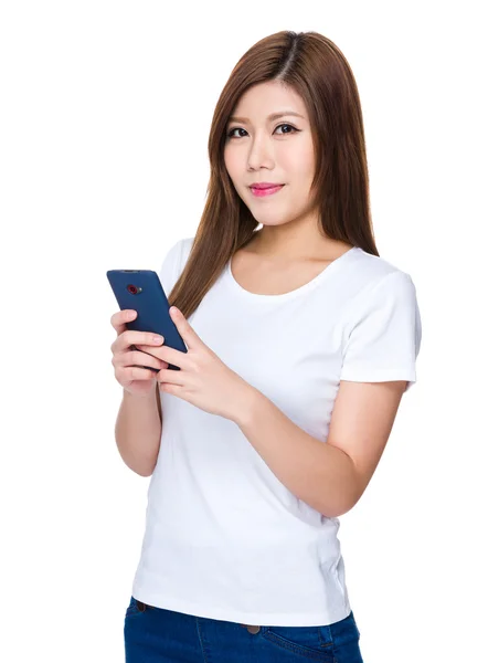 Asian young woman in white t-shirt — Stock Photo, Image