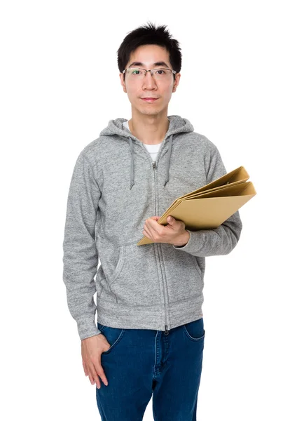 Azjatycki człowiek w szary sweter — Zdjęcie stockowe