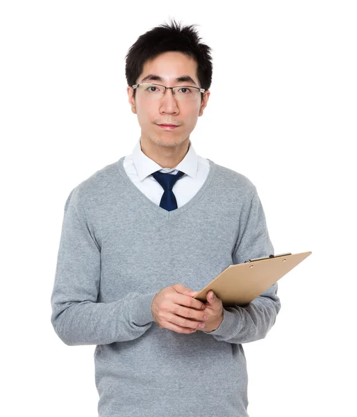 Joven asiático hombre de negocios en gris suéter — Foto de Stock