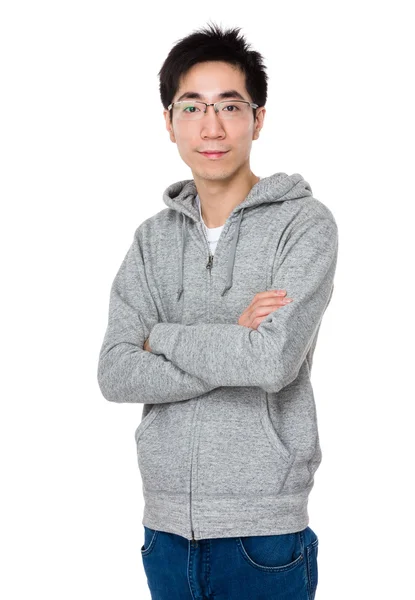 Hombre asiático en suéter gris — Foto de Stock