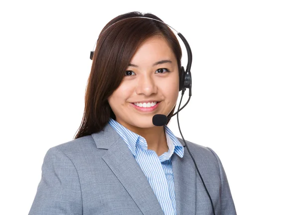 Customer services assistant with headset — Stock Photo, Image