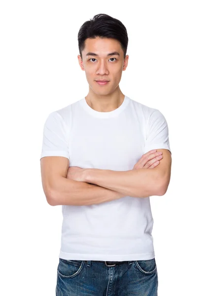 Asiatique bel homme en t-shirt blanc — Photo