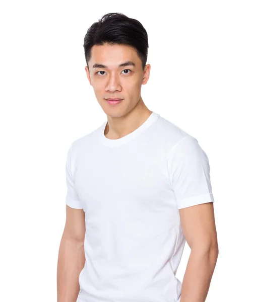 Asiatique bel homme en t-shirt blanc — Photo