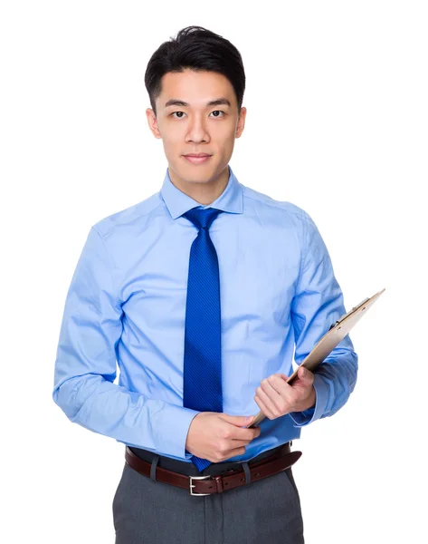 Asian handsome businessman in blue shirt — Stock Photo, Image