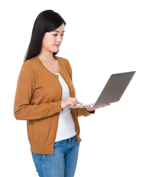 Asian young woman in brown cardigan — Stock Photo, Image