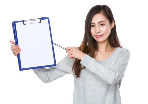 Asian young woman in grey sweater with — Stock Photo, Image