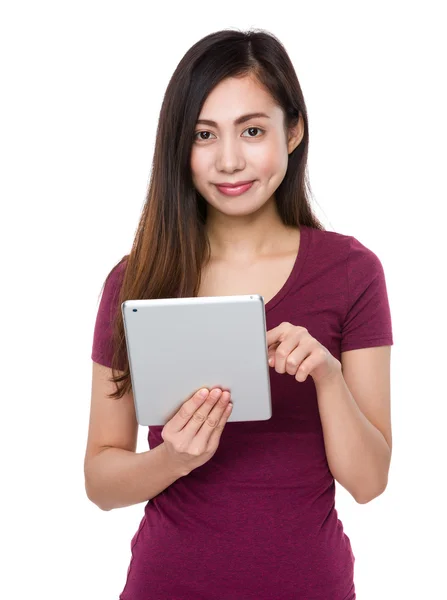 Asian young woman in red t-shirt — Stock Photo, Image