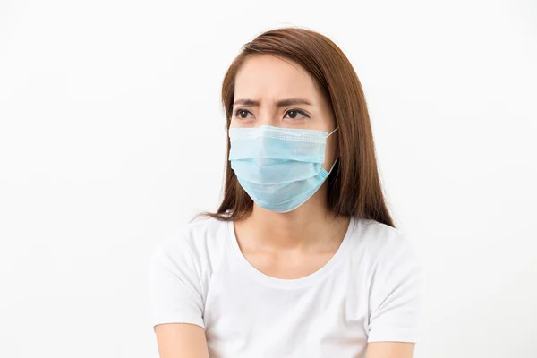 Aziatische vrouw slijtage medische gezichtsmasker — Stockfoto