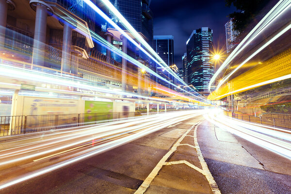 Traffic in Hong Kong at night