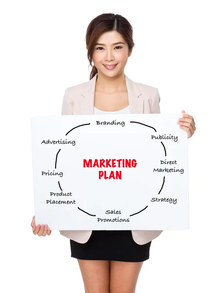 Asian businesswoman holding a placard — Stock Photo, Image