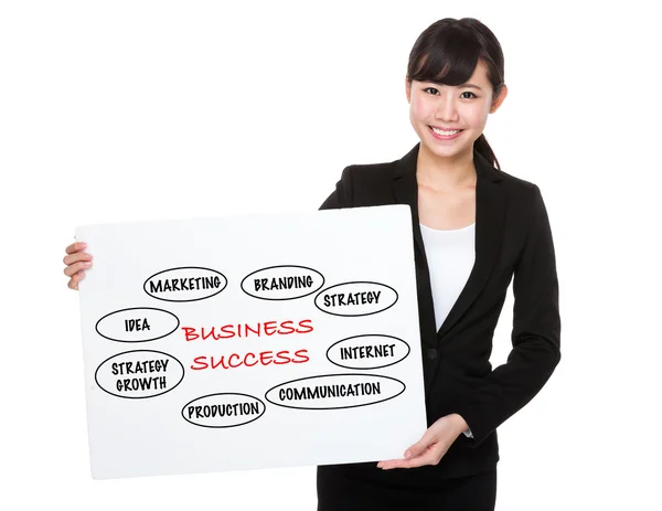 Asian businesswoman holding a placard — Stock Photo, Image