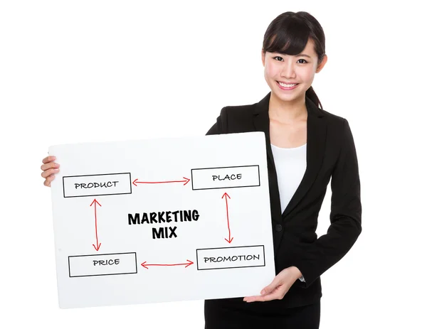 Asian businesswoman holding a placard — Stock Photo, Image