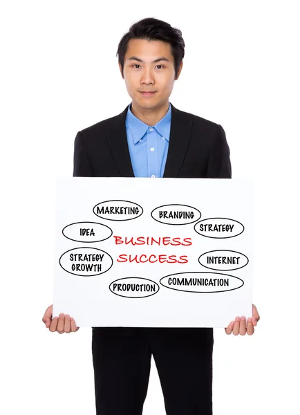 Asiatico businessman holding un cartello — Foto Stock