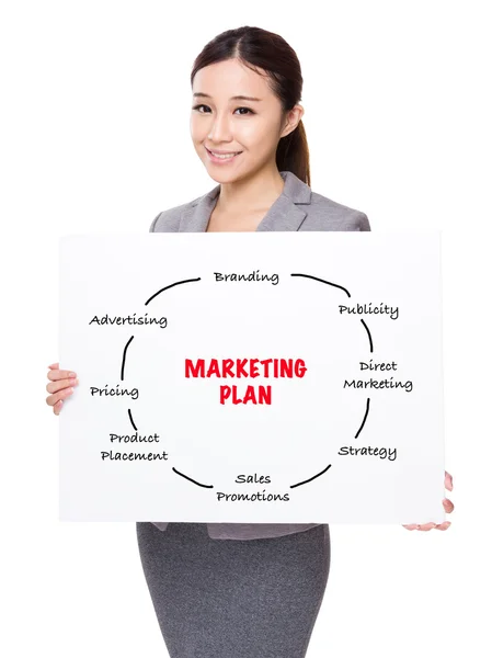 Asian businesswoman holding a placard — Stock Photo, Image