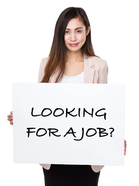 Asian businesswoman holding a placard — Stock Photo, Image