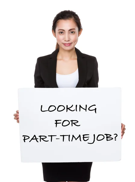 Asian businesswoman holding a placard — Stock Photo, Image