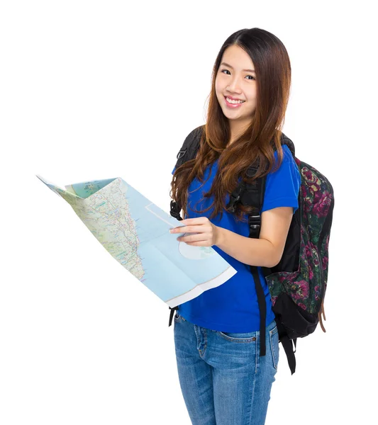 Asiatische junge Frau im blauen T-Shirt — Stockfoto