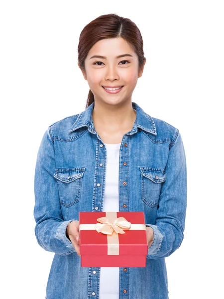 Asian young woman in jeans shirt — Stock Photo, Image