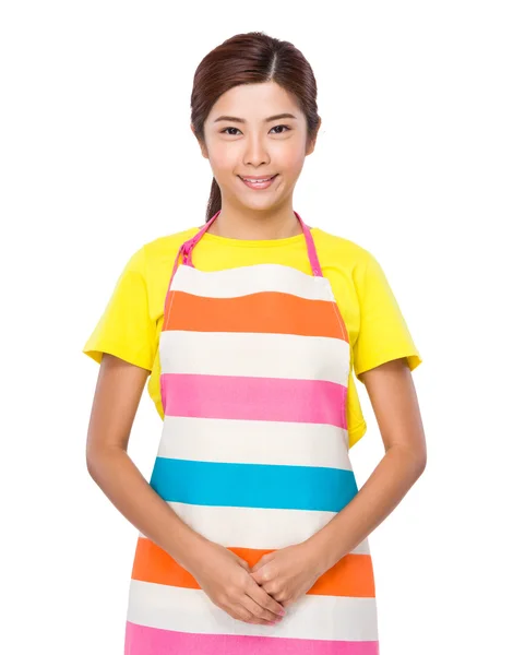 Young asian housewife in apron — Stock Photo, Image