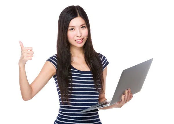 Asian young woman in striped t-shirt — Stock Photo, Image