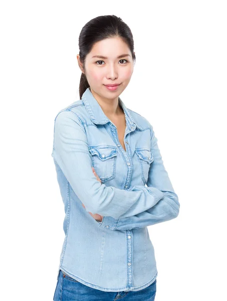 Asiática joven mujer en jean camisa —  Fotos de Stock