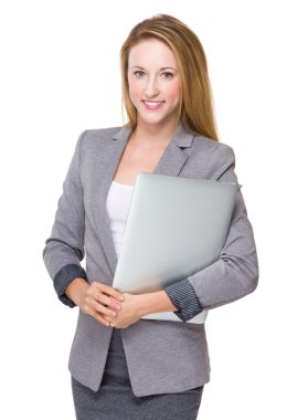 İş takım elbiseli genç beyaz işkadını