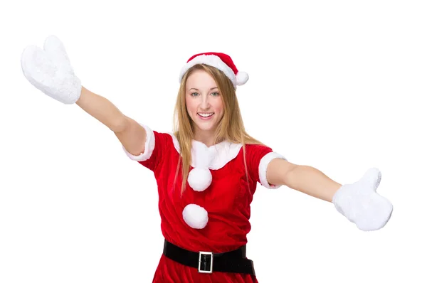 Woman with x mas costume with open arms — Stock Photo, Image