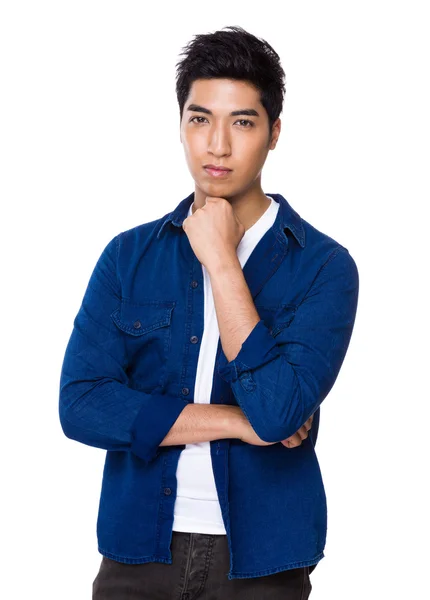 Asian handsome man in blue shirt — Stock Photo, Image