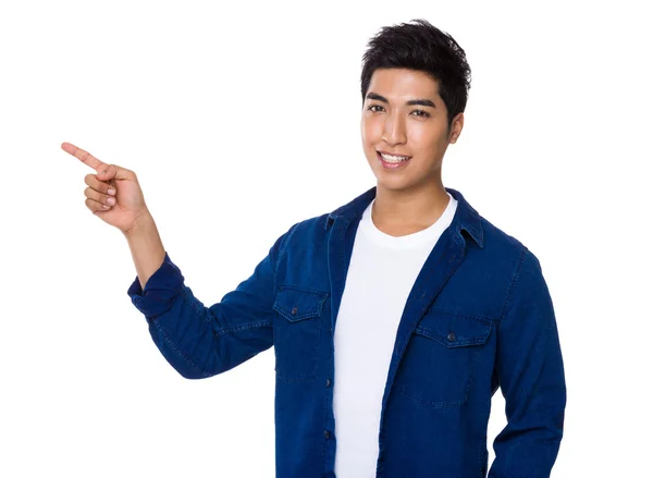 Asian man with finger point up — Stock Photo, Image