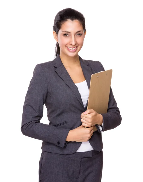 Young beautiful businesswoman in business suit — Stock Photo, Image