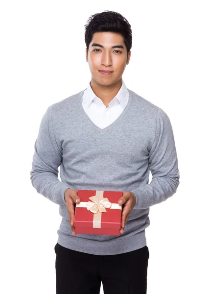 Asiático bonito homem de negócios em cinza suéter — Fotografia de Stock