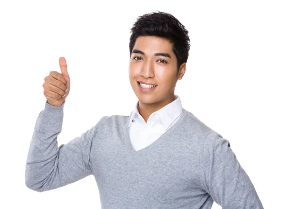 Азіатський красивий бізнесмен в сірому светрі — стокове фото