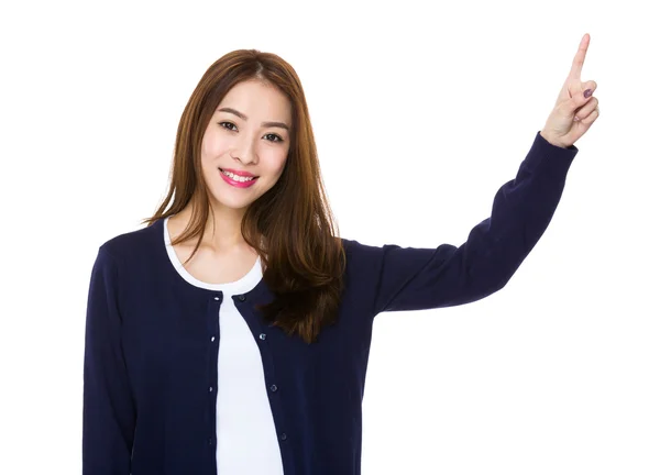 Asian young woman in blue cardigan — Stock Photo, Image