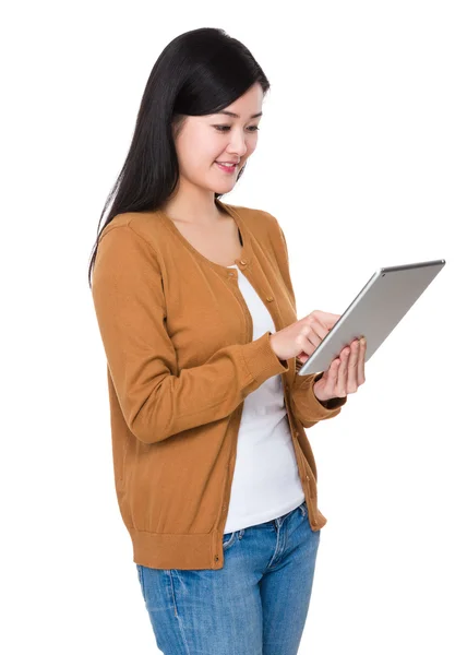 Asian young woman in brown cardigan — Stock Photo, Image