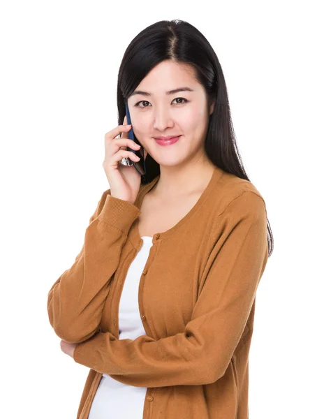 Asian young woman in brown cardigan — Stock Photo, Image