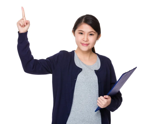 Asiatico giovane donna holding appunti — Foto Stock