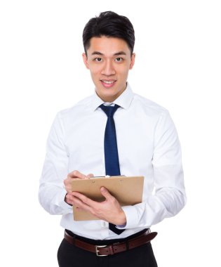 Genç Asyalı iş adamı beyaz gömlek