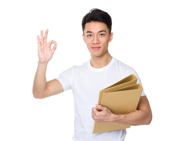 Asian young man in white t-shirt — Stock Photo, Image