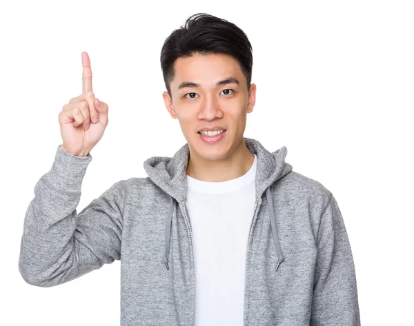 Azjatycki młody człowiek w szary sweter — Zdjęcie stockowe