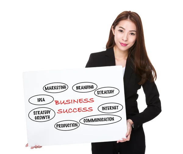 Jonge Aziatische zakenvrouw met een bord — Stockfoto