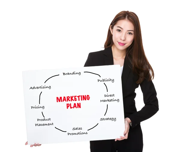 Young asian businesswoman with a board — Stock Photo, Image