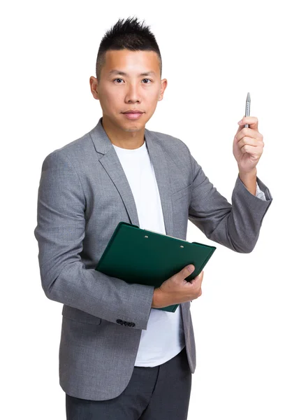 Asiatico bello uomo d'affari in grigio giacca — Foto Stock