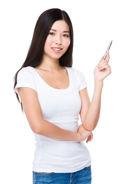 Mujer joven asiática en camiseta blanca —  Fotos de Stock