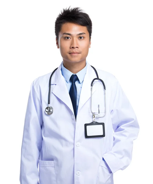 Asian male doctor in white coat — Stock Photo, Image