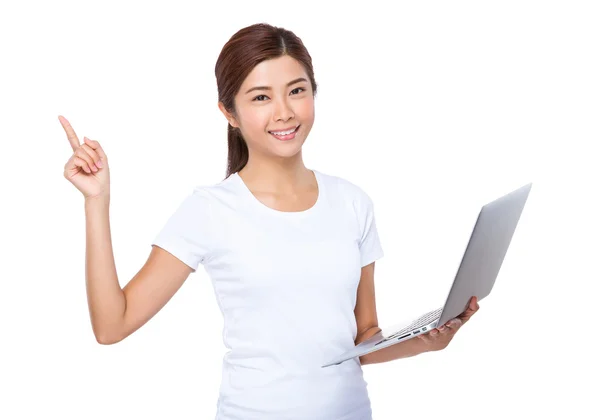 Asian young woman in white t-shirt — Stock Photo, Image