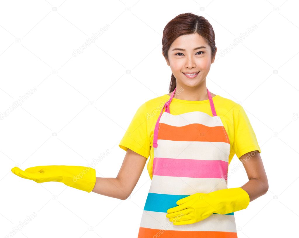 asian young housewife in apron