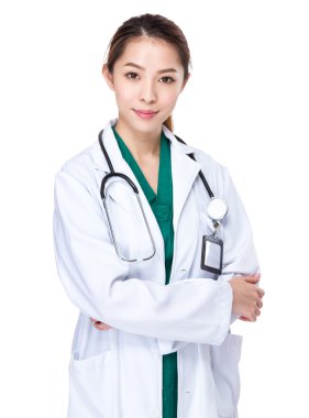 Asyalı kadın doktor beyaz ceket