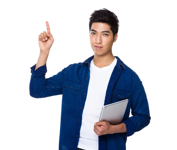 Asian young man in blue shirt — Stock Photo, Image